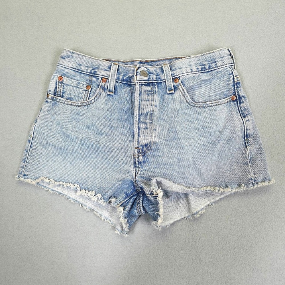Levi's 501 Shorts Womens 29 Blue Original Cut Off High Rise Summer Casual